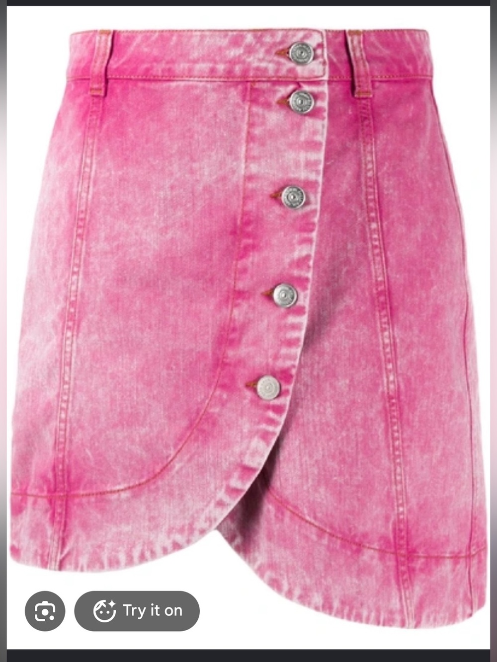 Ganni Asymmetric washed denim skirt